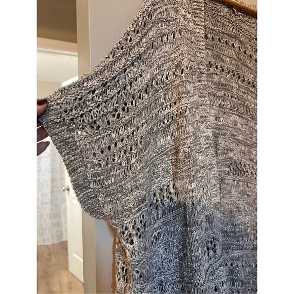 Eileen Fisher Size XL Dolman Sleeve Open Front Sweater Gray Italian Knit Wrap - Picture 3 of 6